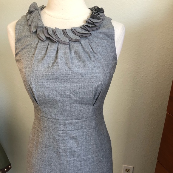 NWT J. Crew Gray Dress Ruffle Neckline - Picture 4 of 8